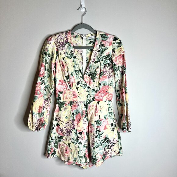 Faithfull the Brand Maribelle Playsuit Romper Venissa Floral Print 100% Linen 4 - Picture 3 of 7